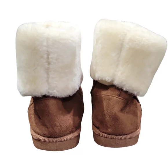 Olivia Miller Brown Faux Fur Ankle Boots Size 9 - Picture 3 of 5